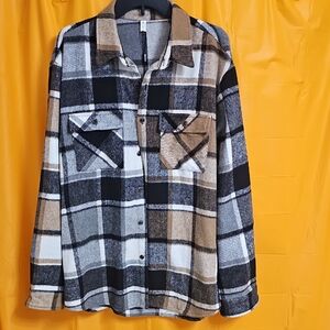 Forever Young Tan and Black Plaid Shirt